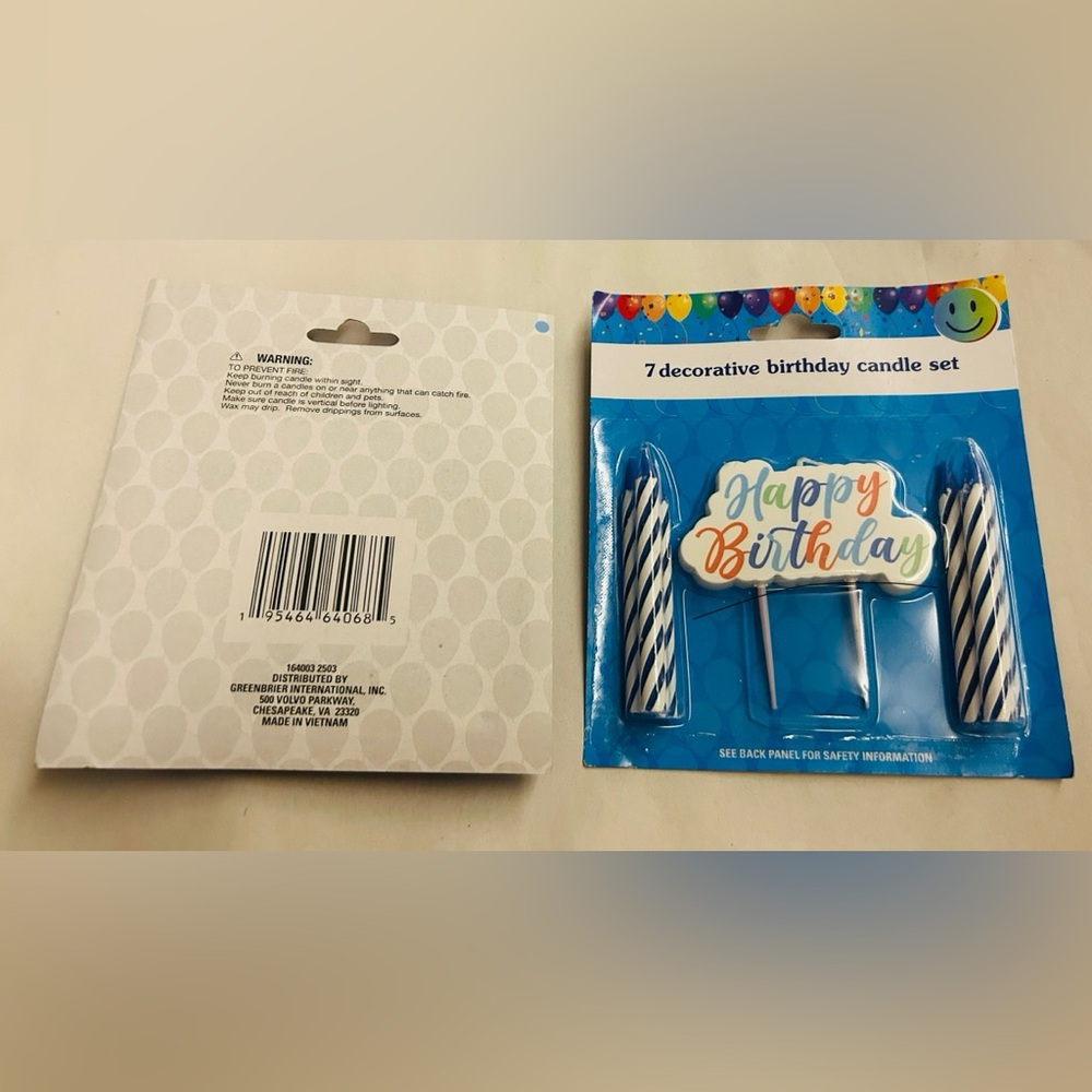 New 7 "Happy Birthday" Candles Blue Large Happy Birthday Candle made Vietnam - Picture 5 of 10